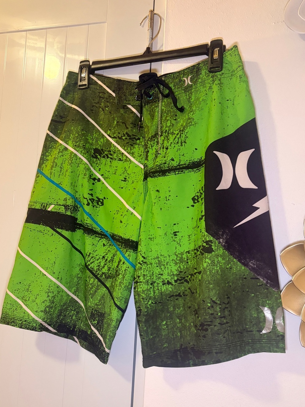 Hurley Green and Black Graphic Men's Boardshorts